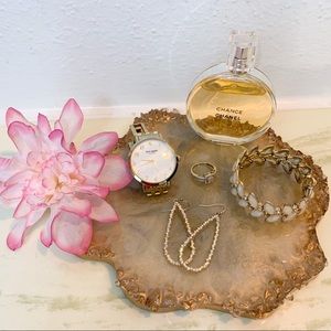 ⭐️GOLD & GREY RESIN JEWELRY/TRINKET TRAY ⭐️